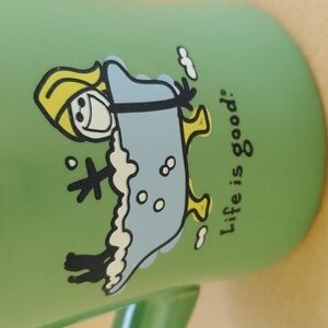 Life is Good green tub soaking mug EUC